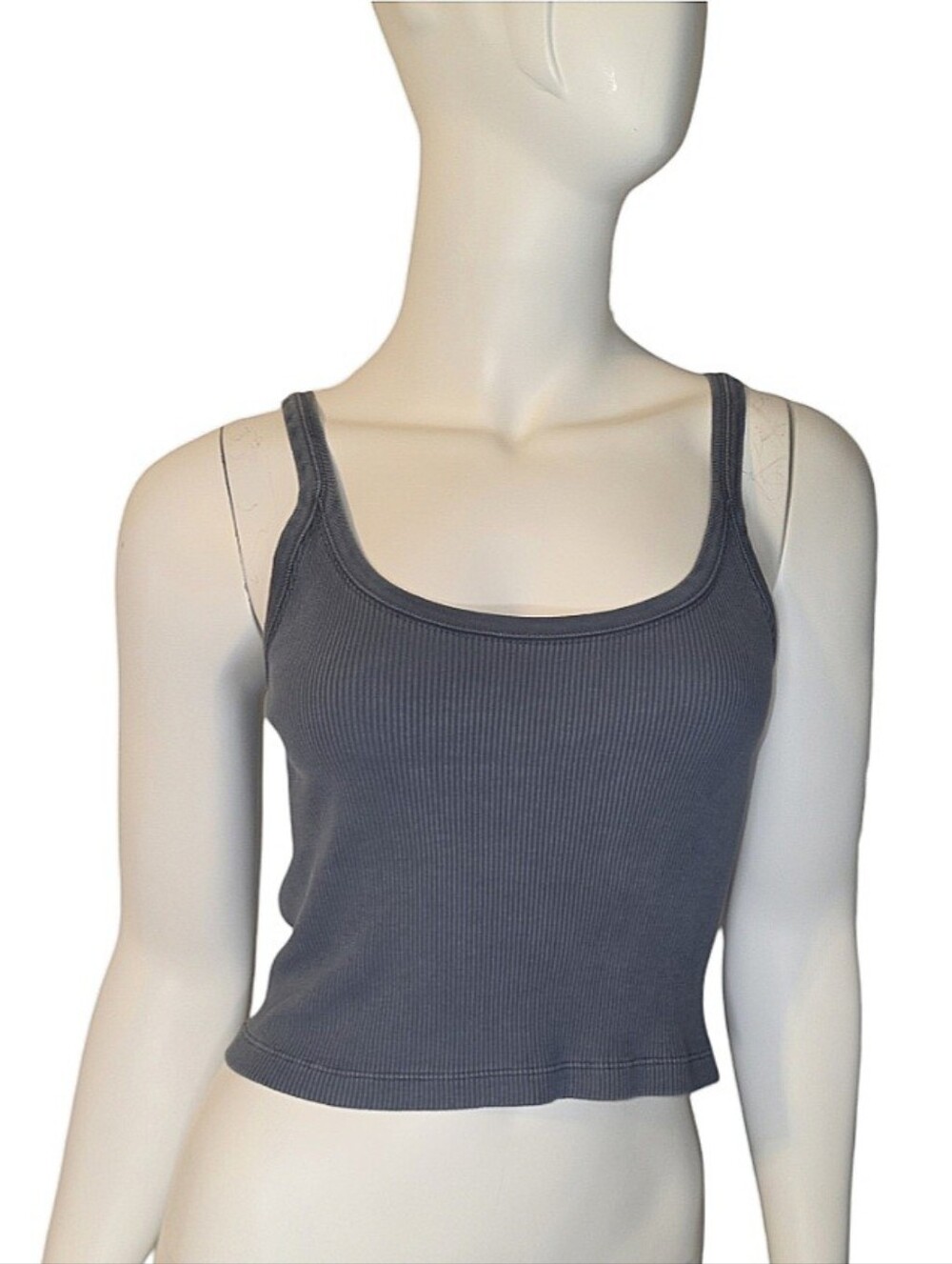 Brandy Melville Grey/ blue Ribbed Tank Top One Size